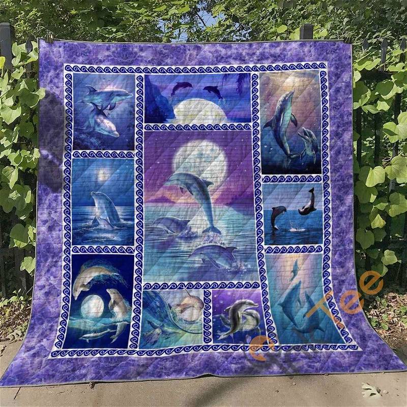 Personalized Dolphin Quilt Blanket Bedding Set with 2 Pillowcases
