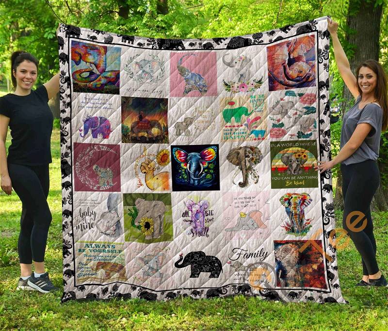 Personalized Elephant Animal Quilt Blanket Bedding Set