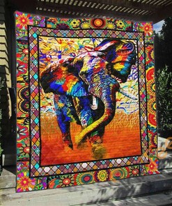 Personalized Elephant Themed Quilt Blanket And Bedding Set with 2 Pillowcases