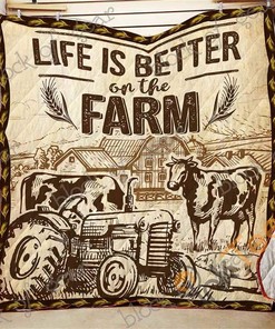 Personalized Farm Life Quilt Blanket Bedding Set with 2 Pillowcases