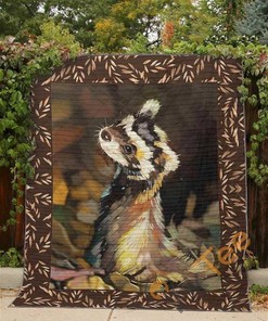 Personalized Ferret And Woods Theme Quilt Blanket Bedding Set