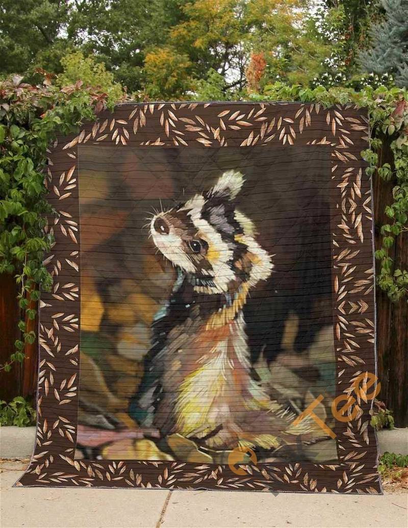 Personalized Ferret And Woods Theme Quilt Blanket Bedding Set