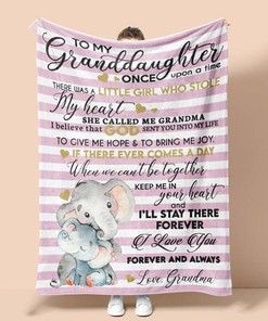 Personalized For Granddaughter From Grandma Elephant Sherpa Fleece Blanket Gifts for Family, for Couple