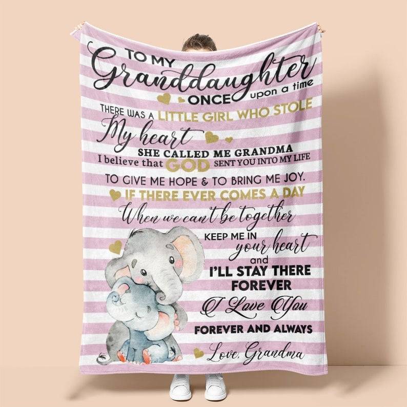 Personalized For Granddaughter From Grandma Elephant Sherpa Fleece Blanket Gifts for Family, for Couple