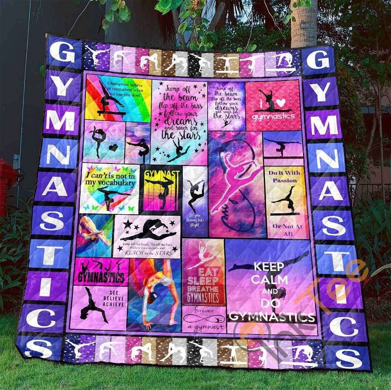 Personalized Forever a Gymnast Quilt Blanket Bedding Set