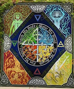 Personalized Four Elements Quilt Blanket Bedding Set - Pagan Theme