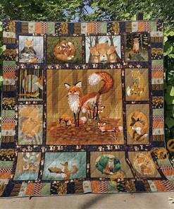 Personalized Fox in the Forest Quilt Blanket Bedding Set for Nature Lovers