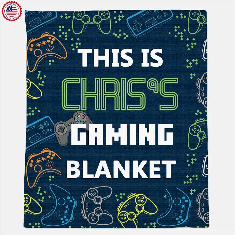 Personalized Gaming Blanket Gift For Gamer Lover Sherpa Fleece Blanket Gifts for Family, for Couple