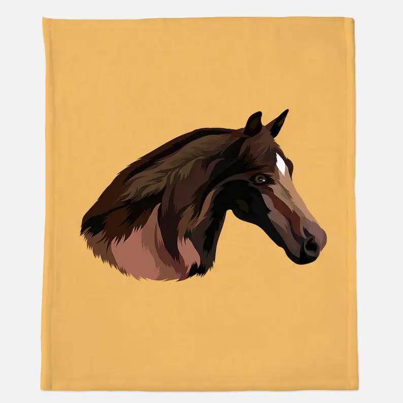 Personalized Horse Art For Lover Gift Sherpa Fleece Blanket Gifts for Family, for Couple