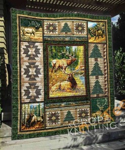 Personalized Hunting And Deer Theme Quilt Blanket Bedding Set