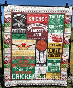 Personalized I Have Too Many Cricket Bats Quilt Blanket Bedding Set for Cricket Fans