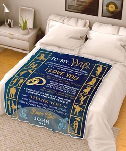 Personalized I Love You To The Moon And Back Fleece Blanket For Wife From Husband Birthday
