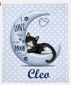 Personalized I Love You To The Moon And Back Gift For Cat' Lover Sherpa Fleece Blanket Gifts for Family, for Couple