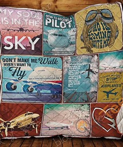 Personalized I'm a Pilot and My Soul is in the Sky Quilt Blanket Bedding Set with Pillowcases
