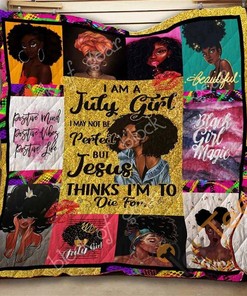 Personalized July Girl - Black Queen Quilt Blanket Bedding Set