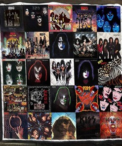 Personalized Kiss Rock Band Albums Quilt Blanket Bedding Set