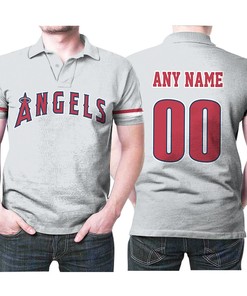Personalized Los Angeles Angels 00 Anyname 2020 Players Grey Jersey Inspired Style Polo Shirt