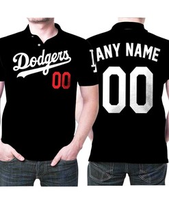 Personalized Los Angeles Dodgers Any Name 00 Mlb 2020 Team Black Jersey Inspired Style 3D All Over Print Polo Shirt