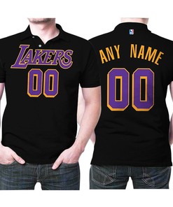 Personalized Los Angeles Lakers Any Name 00 2020-21 Earned Edition Black Jersey Inspired Style 3D All Over Print Polo Shirt