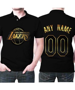 Personalized Los Angeles Lakers Any Name 00 Golden Edition Black Jersey Inspired Style 3D All Over Print Polo Shirt