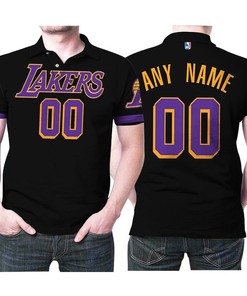 Personalized Los Angeles Lakers Any Name 2020-21 Earned Edition Black Jersey Inspired Style 3D All Over Print Polo Shirt