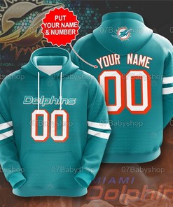 Personalized Miami Dolphins Nfl Custom Name 3D Printed Pull Over Hoodie For Fan