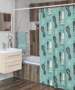 Personalized Mid Century Modern Shower Curtains - Retro Mcm Shower Accessory For Your Bathroom