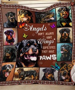 Personalized My Angel Dog Rottweiler Quilt Blanket Bedding Set