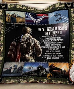 Personalized My Grandson, My Hero U.S. Air Force Quilt Blanket Bedding Set