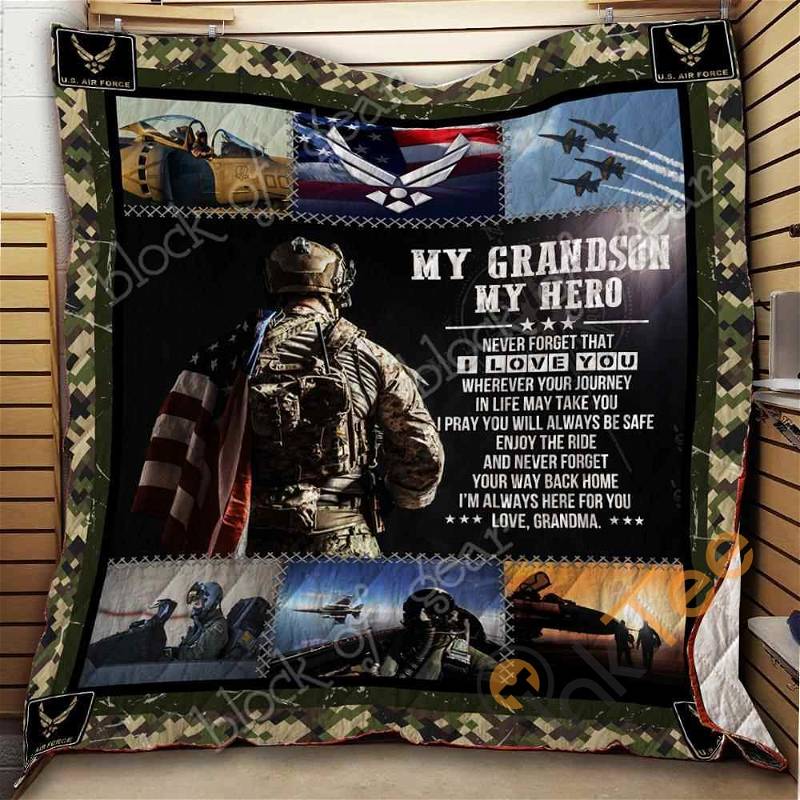 Personalized My Grandson, My Hero U.S. Air Force Quilt Blanket Bedding Set