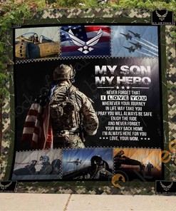 Personalized My Son, My Hero U.S. Air Force Quilt Blanket Bedding Set with 2 Pillowcases