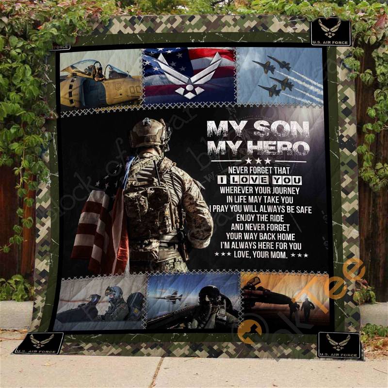 Personalized My Son, My Hero U.S. Air Force Quilt Blanket Bedding Set with 2 Pillowcases