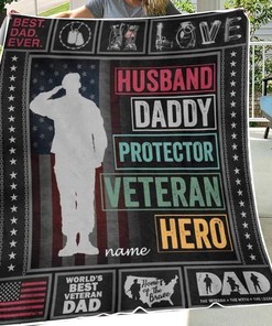 Personalized Name Love Letter Best Dad Ever Veteran Blanket For Dad Birthday76