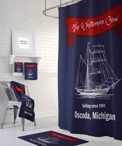 Personalized Nautical Shower Curtain for Bathroom Decor, Home Decor