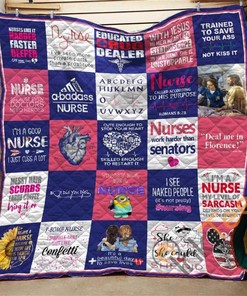 Personalized Nurse Quotes Quilt Blanket Bedding Set with 2 Pillowcases