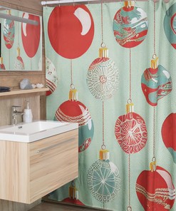 Personalized Retro Christmas Shower Curtain, Holiday Bathroom Decor, Tub Curtain For Festive Season
