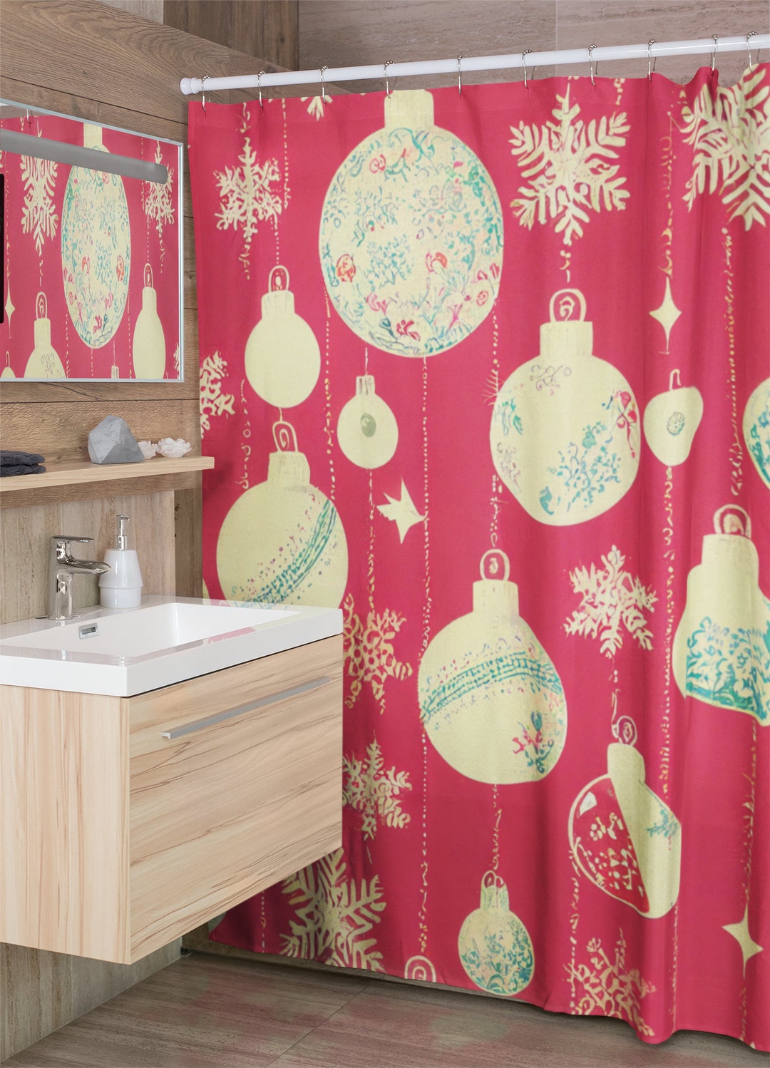 Personalized Retro Christmas Shower Curtain Perfect Christmas Gift