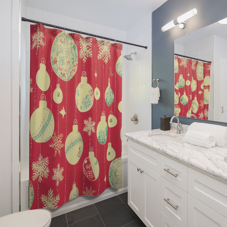 Personalized Retro Christmas Shower Curtain - Perfect Christmas Gift For Your Home And Bathroom - Image 3