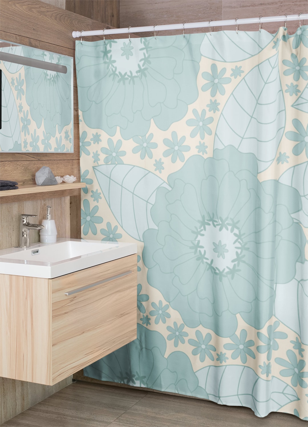 Personalized Retro Flowers Shower Curtain - Groovy 60's And 70's Hippie Bathroom Accessory Home Decor