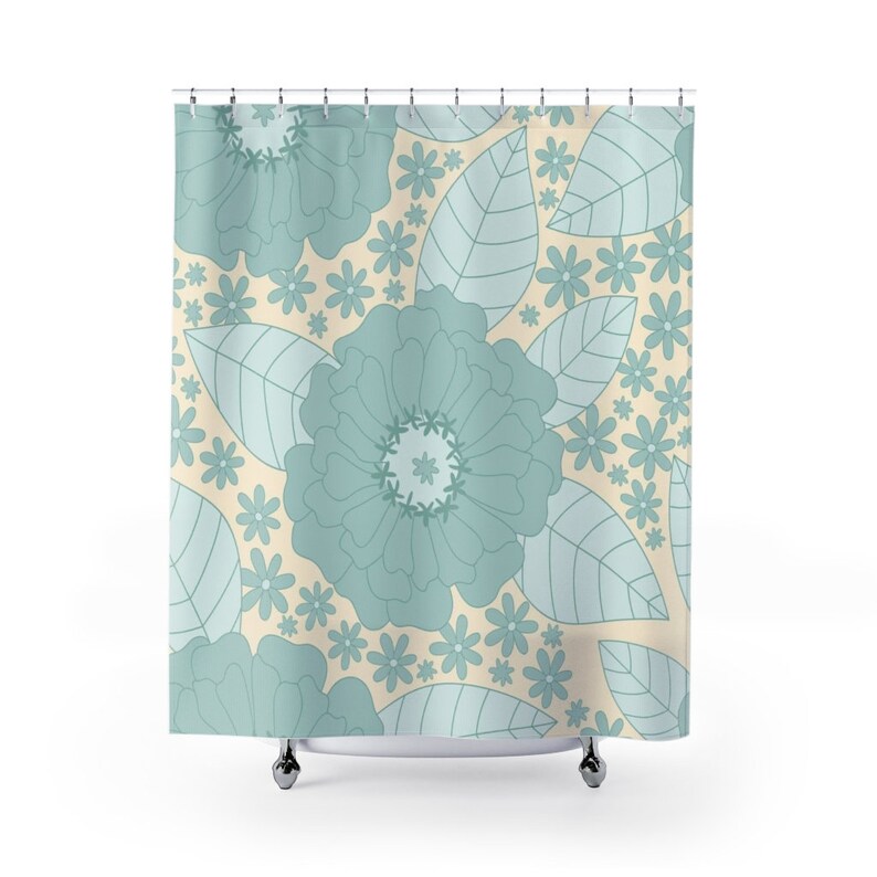 Personalized Retro Flowers Shower Curtain - Groovy 60's And 70's Hippie Bathroom Accessory Home Decor - Image 2