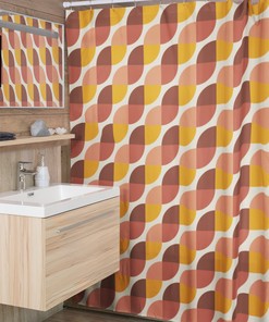 Personalized Retro Geometric Shower Curtain - Groovy 60's 70's Hippie Style For Unique Bathroom Decor