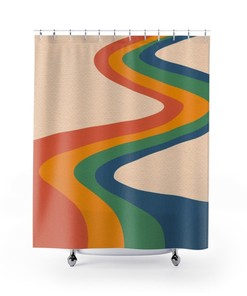 Personalized Retro Shower Curtain For Groovy 60's 70's Hippie Home Decor