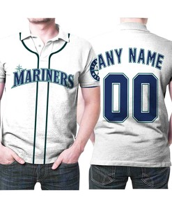Personalized Seattle Mariners 00 Anyname Majestic Alternative White Jersey Inspired Style Polo Shirt