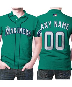 Personalized Seattle Mariners 00 Anyname Majestic Northwest Green Jersey Inspired Style Polo Shirt