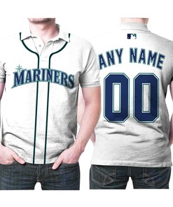 Personalized Seattle Mariners 00 Anyname Majestic White Jersey Inspired Style Polo Shirt