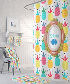 Personalized Shower Curtain, Pineapple Bathroom Decor
