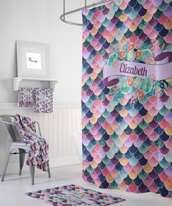 Personalized Shower Curtain Purple Mermaid Scales
