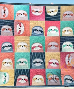 Personalized Sloth Quilt Blanket Bedding Set with Pillowcases