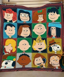 Personalized Snoopy Happy Quilt Blanket Bedding Set