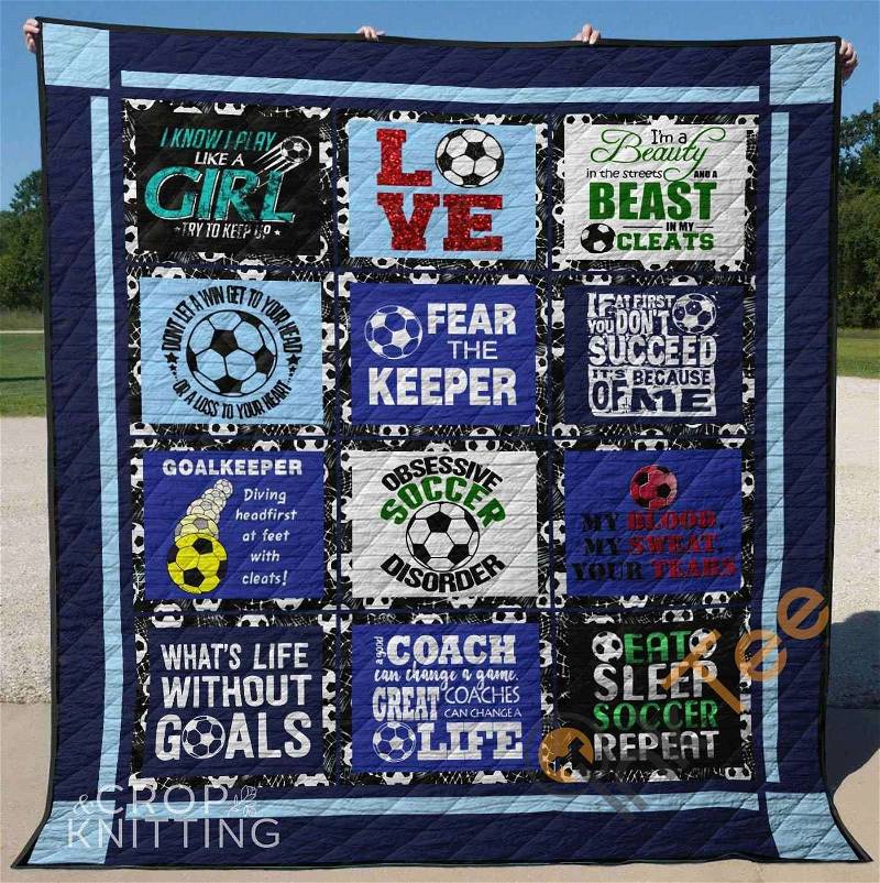 Personalized Soccer Fan Quilt Blanket Bedding Set